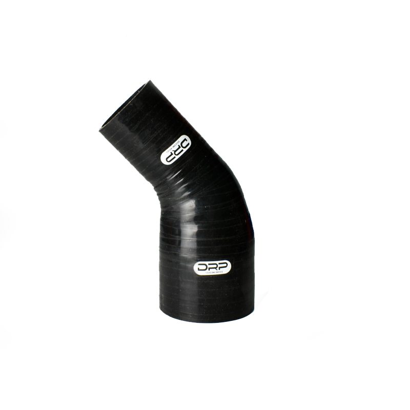 Codo Fluorosilicona reductor DRP Silicone Hoses 45º 76-63mm Longitud 102x102 Negro